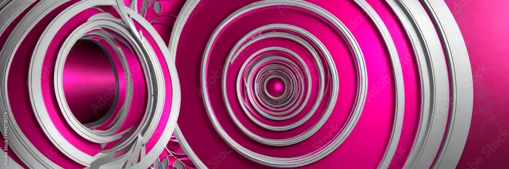 Obraz premium a spiral pattern, with concentric circles of varying sizes and shades of pink and silver, creating a visually striking and abstract design