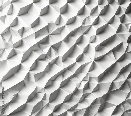 a close-up view white, geometric pattern composed of numerous triangular shapes arranged in a repeating pattern The pattern has a textured, criss-crossed