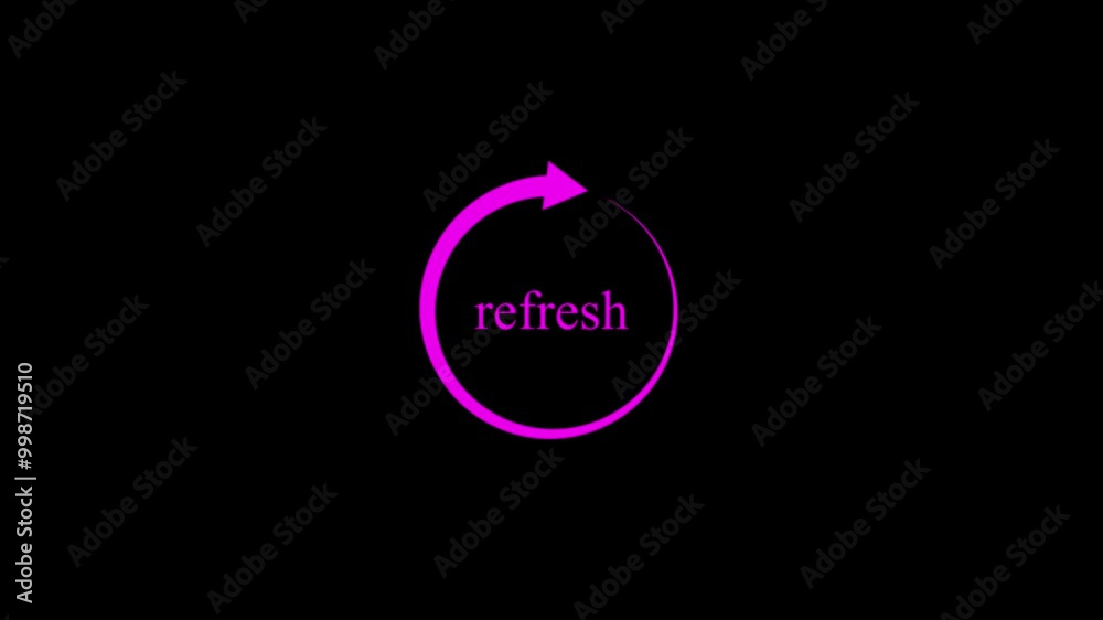 purple color arrow circle loading icon animation with refresh text on black background. Motion graphic and animation background. purple color arrow circle loading icon animation with refresh text on black background. Motion graphic and animation background.