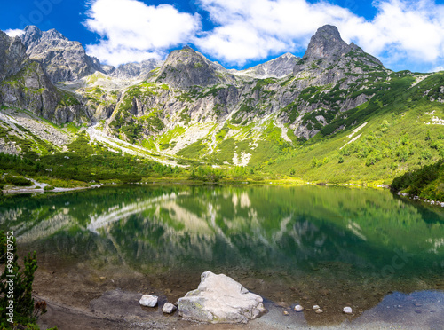 view on Zelene pleso lake in Tatra mountains in Slovakia