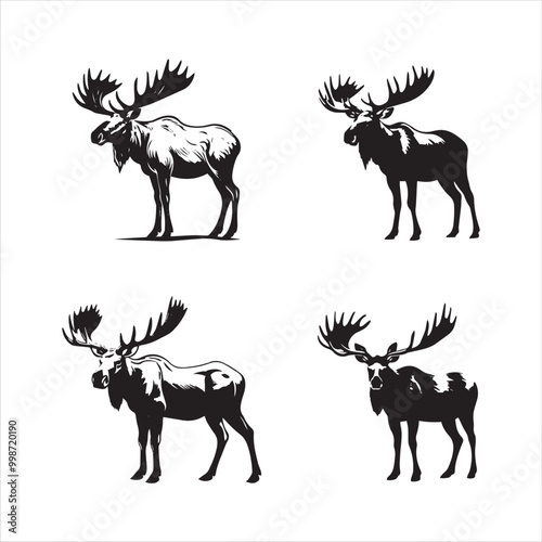 deer silhouette vector illustration, 