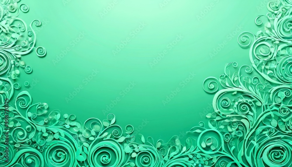 custom made wallpaper toronto digitala vibrant, abstract floral pattern in shades of green, with a central empty space surrounded by swirling, organic shapes.
