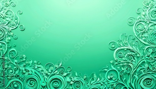 Wallpaper Mural a vibrant, abstract floral pattern in shades of green, with a central empty space surrounded by swirling, organic shapes. Torontodigital.ca