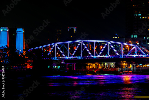 Saphan Phut (Memorial Bridge) Night Scene with Firework  photo