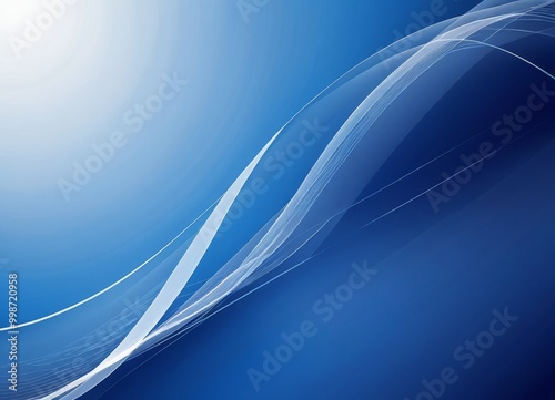 a blue abstract background with white lines and curves, creating a sense of movement and fluidity photo