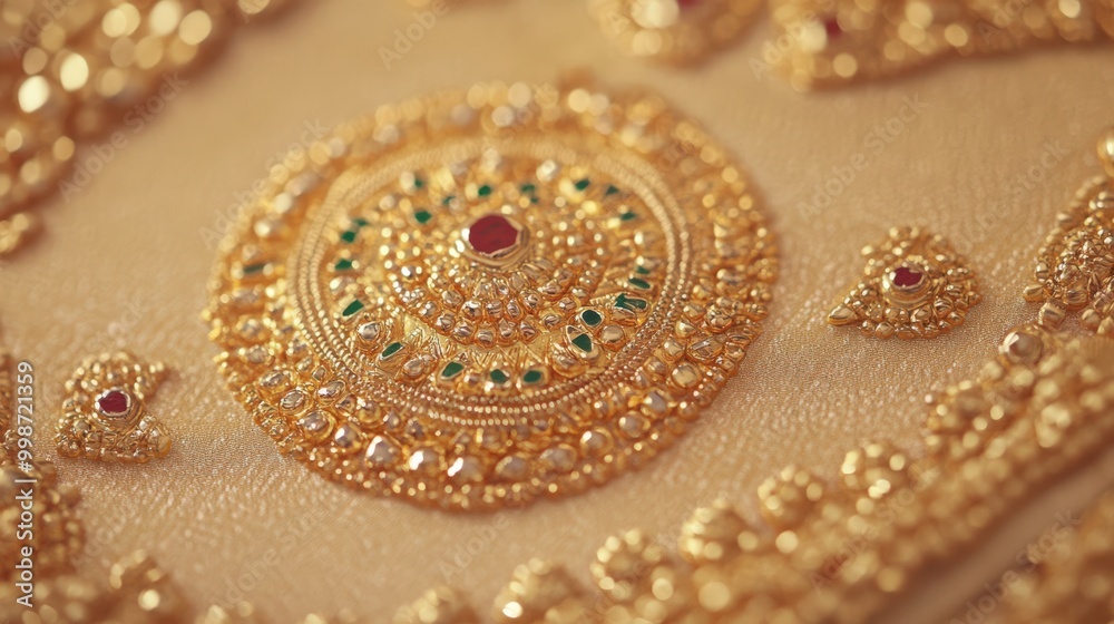 Obraz premium Golden tanjore painting with intricate accents for art decor and collection