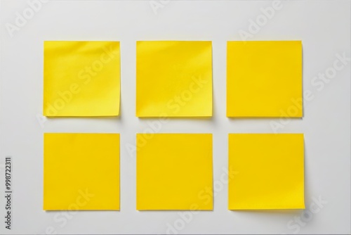 yellow sticky notes on a white surface with a shadow