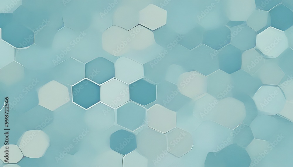 Obraz premium a pattern of hexagonal tiles in various shades of blue and white, creating a visually appealing and abstract design