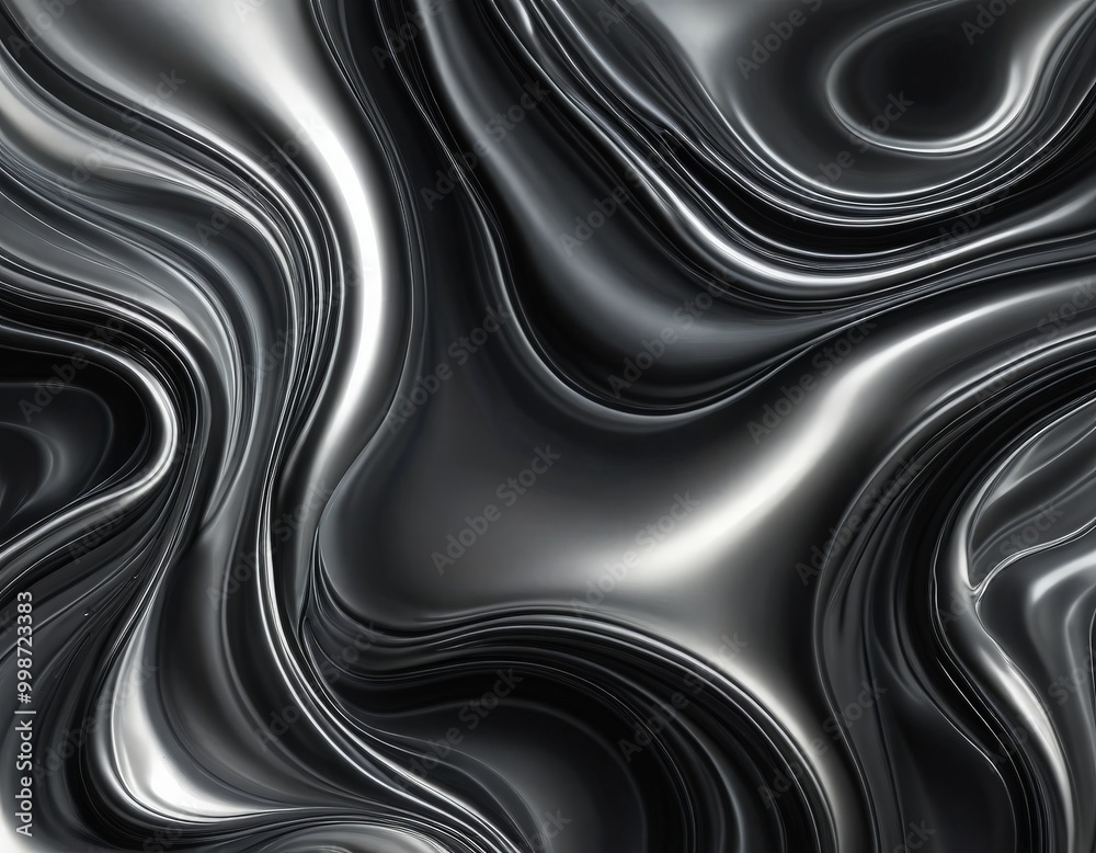 Fototapeta premium a swirling pattern of black and silver metallic lines, creating a dynamic and abstract visual effect.
