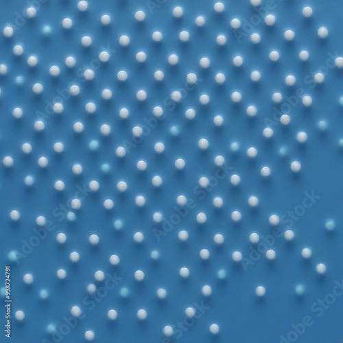 a blue background with white dots scattered randomly, creating a sense of randomness and chaos photo