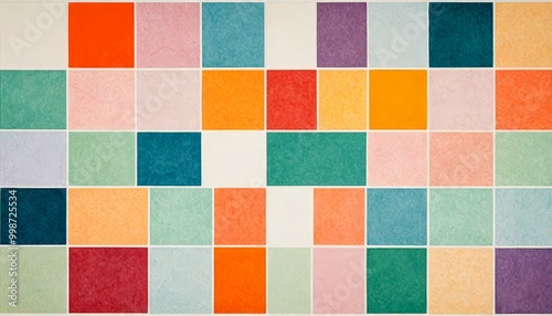 a grid of square tiles in various pastel colors, arranged in a visually appealing pattern