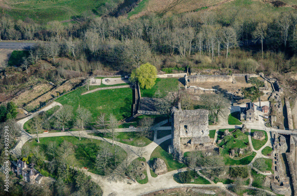 Naklejka premium vue aérienne du château de Domfront en France