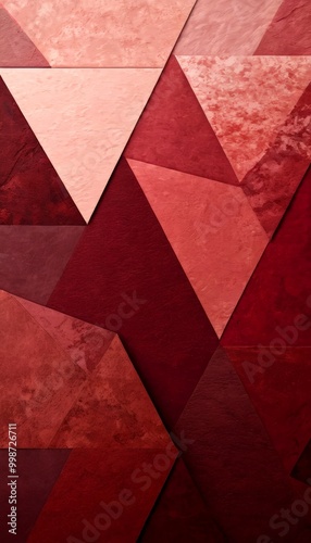 a geometric pattern composed of overlapping triangles in various shades of red, pink, and maroon, creating a visually striking and abstract design photo