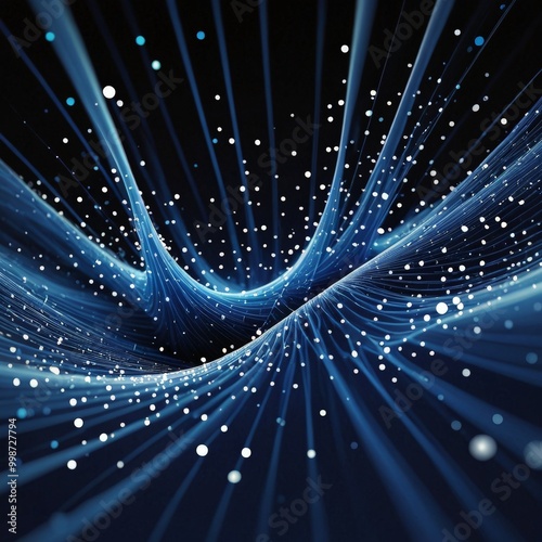 a digital illustration swirling, abstract pattern of blue and white lines and dots, creating a sense of depth and movement photo