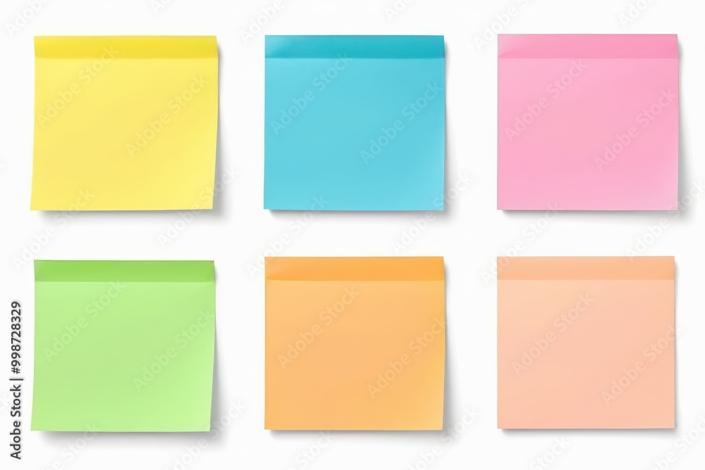 a set of four different colored sticky notes on a white background a set of four different colored sticky notes on a white background