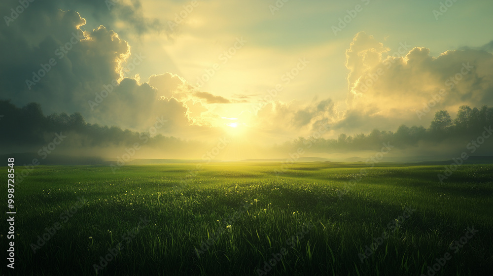 Serene Dawn Landscape with First Rays of Light Serene Dawn Landscape with First Rays of Light