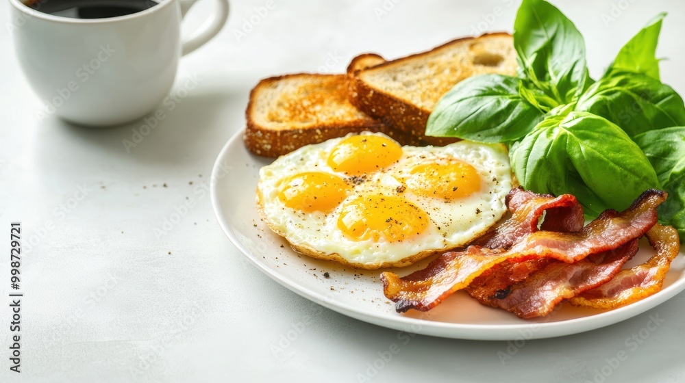 Classic Breakfast with Eggs, Bacon, and Toast