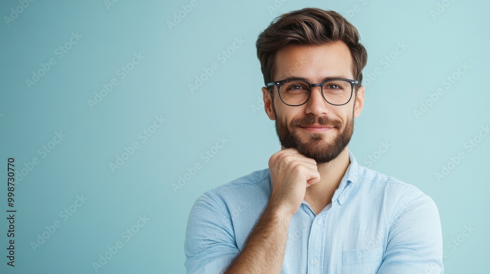 Obraz premium Man with Glasses in Clean Corporate Background