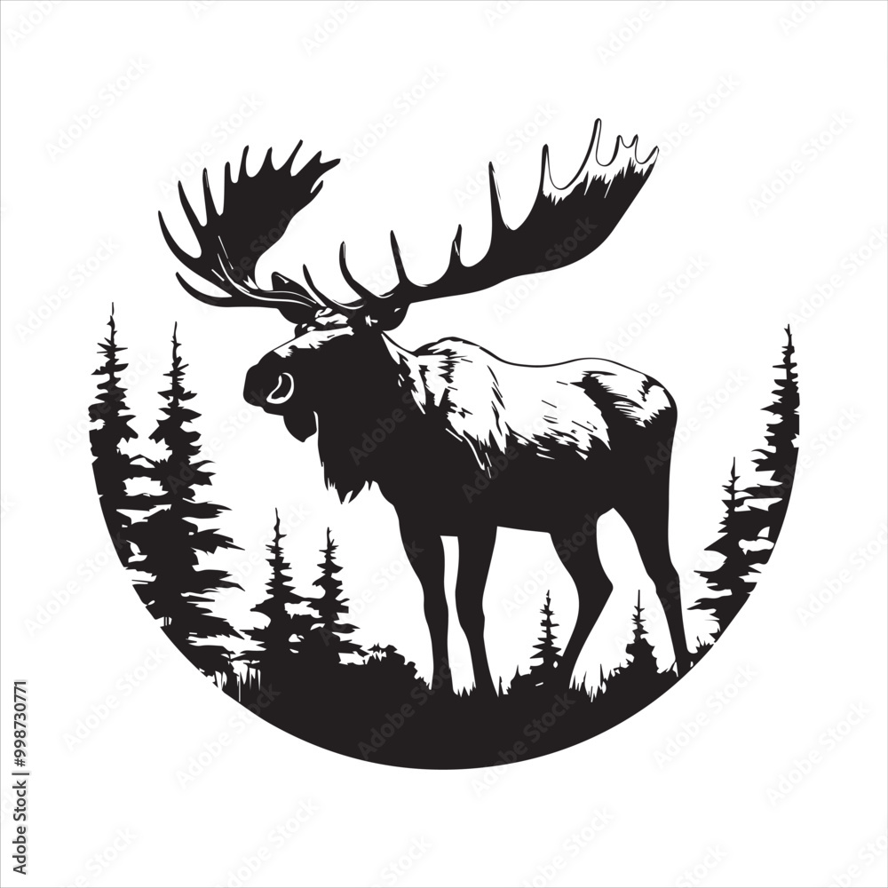 Obraz premium deer silhouette vector illustration, 