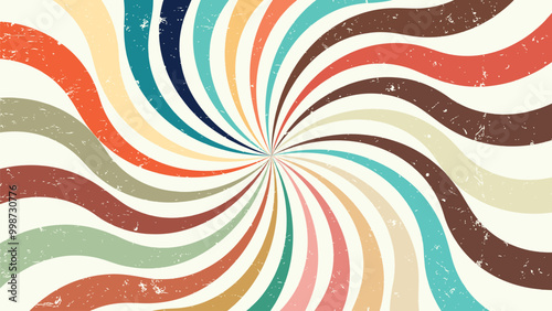 Retro Sunburst Background with Organic Shapes. Vintage colorful Background, vintage background for painting interior cover wallpaper with grunge texture, abstract geometric background.