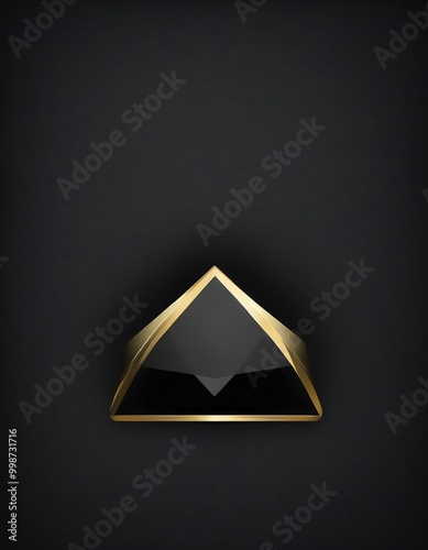 A black gemstone, possibly a diamond, is set within a gold-colored frame against a dark background.