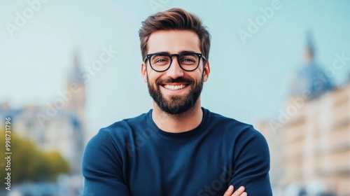 Confident Man Smiling in Urban Setting