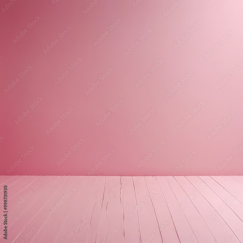 A pink wall and a wooden floor with a slight texture are shown in the image. A pink wall and a wooden floor with a slight texture are shown in the image.
