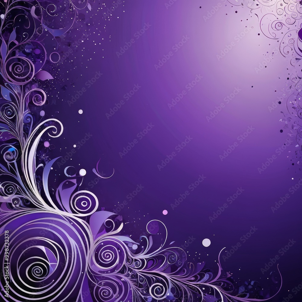 a purple background with a central design of swirling, curving lines and dots, creating a sense of movement and dynamism The design is symmetrical, with the left and right a purple background with a central design of swirling, curving lines and dots, creating a sense of movement and dynamism The design is symmetrical, with the left and right