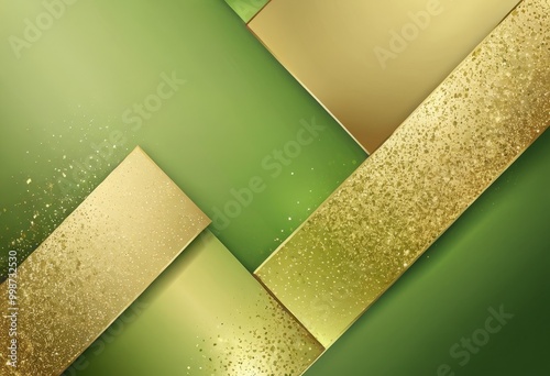 a vibrant abstract composition with overlapping gold and green panels, creating a dynamic and visually striking effect photo