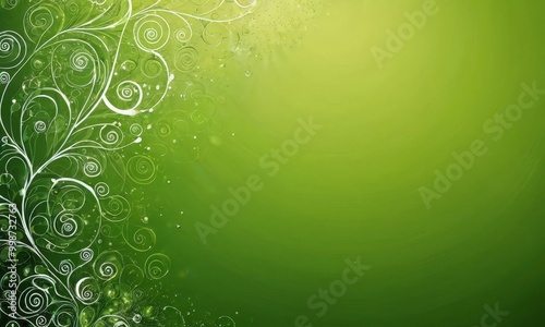 a vibrant green background with a repeating pattern of white swirls and dots, creating a sense of movement and energy