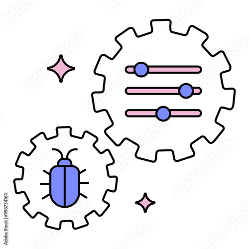 Workflow Debugging Icon. Representing Workflow Optimization. Error Detection. System Debugging. Task Flow Analysis. Vector Editable icon.