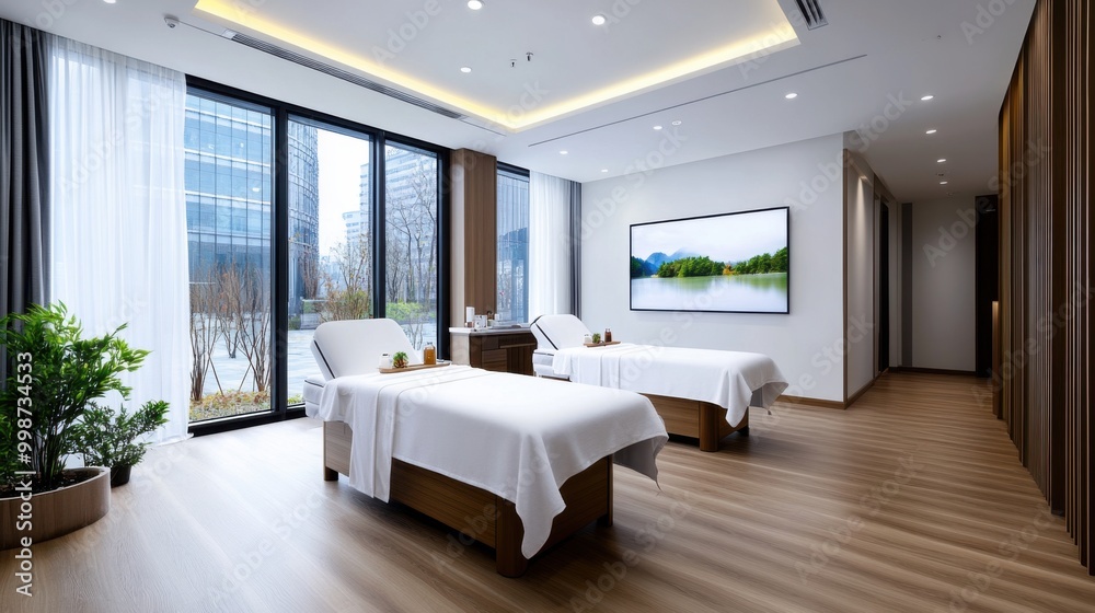 Serene Massage Room with Modern Design and Comfort Serene Massage Room with Modern Design and Comfort