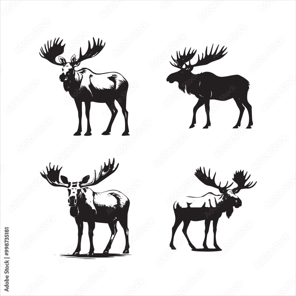 Naklejka premium deer silhouette vector illustration, 