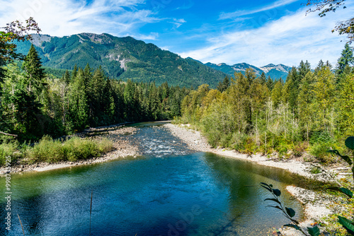 Washington River And Mountains