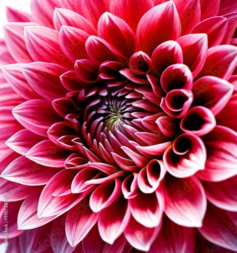 A close-up vibrant pink dahlia flower, showcasing its intricate and overlapping petals photo