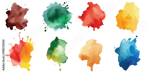 hand painter colors watercolor stain texture background, Set of color vector watercolor stains.