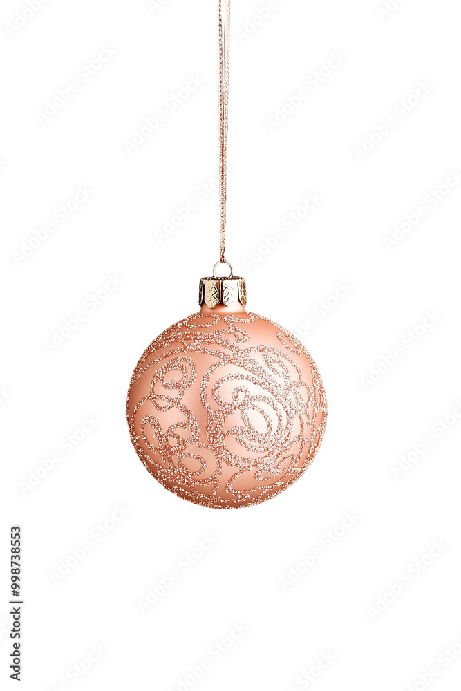 Rose gold Christmas ornament isolated against a transparent background. Christmas bauble tree decorations. Rose gold Christmas ornament isolated against a transparent background. Christmas bauble tree decorations.