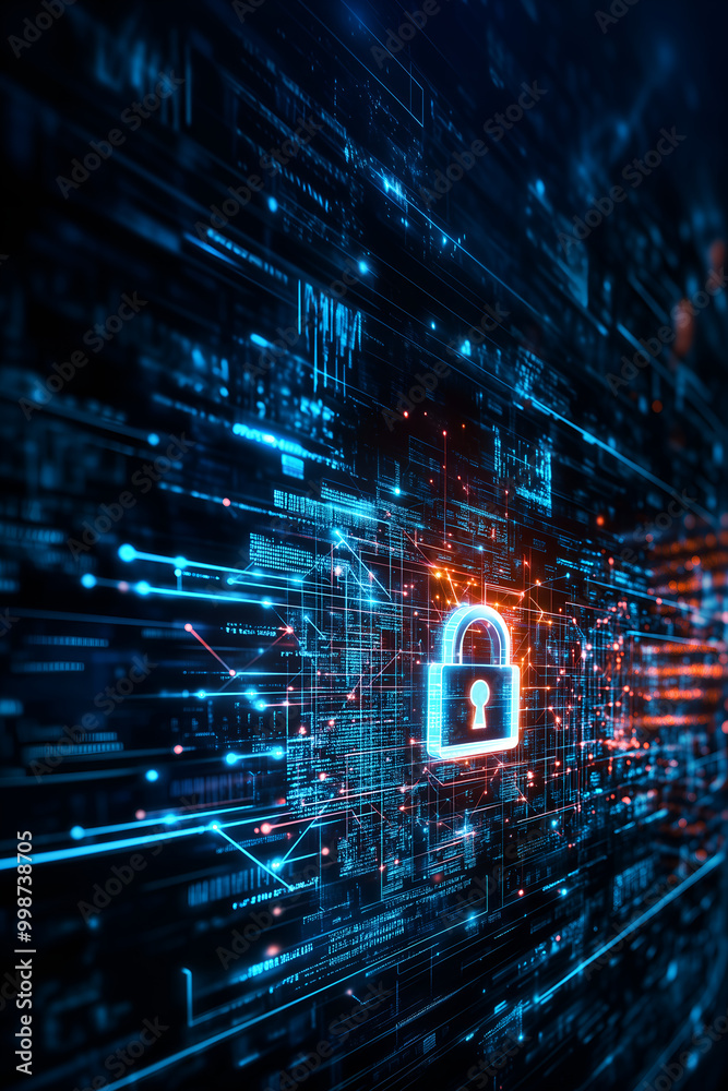 Obraz premium abstract security lock in the cyberspace; technology backgroud