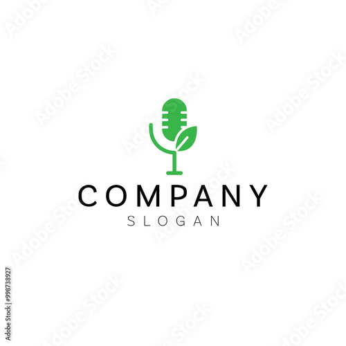 green podcast logo template vector design