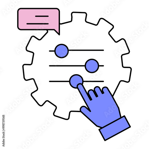 Parameter Adjustment Icon. Representing AI Tuning. System Configuration. Input Parameter Optimization. Model Fine-Tuning. Vector Editable icon.