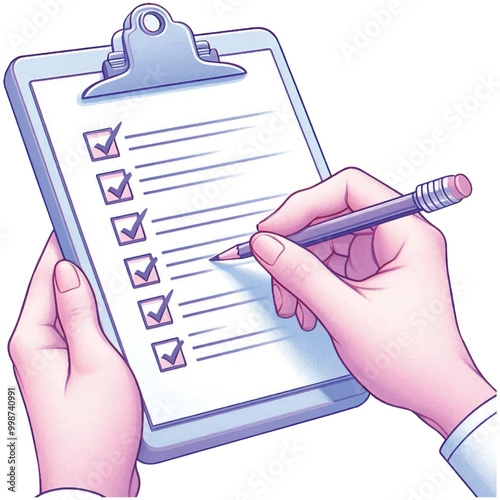 Hand crossing items in checklist.