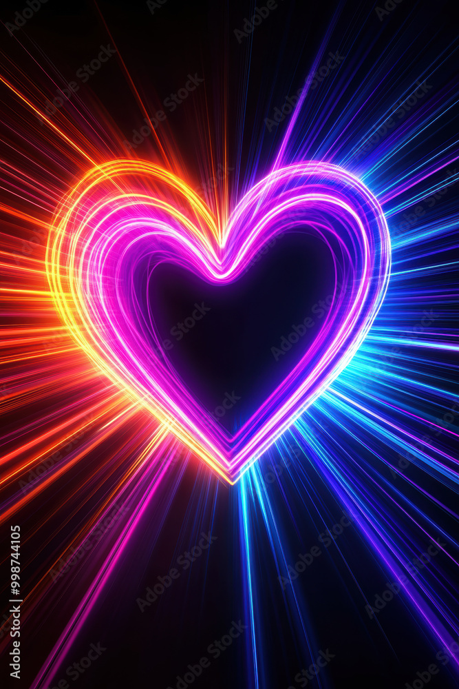Neon heart with high-speed motion blur Neon heart with high-speed motion blur
