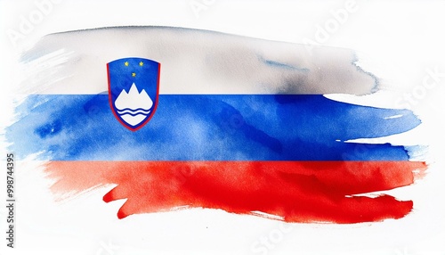 Obraz na plátně 水彩画のスロベニアの国旗(Watercolor Slovenia flag.)