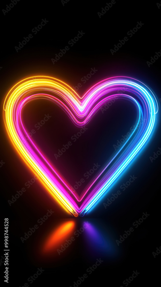 Glowing Neon Heart with Motion Blur Glowing Neon Heart with Motion Blur
