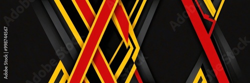 Wallpaper Mural a striking abstract design with intersecting diagonal lines in red, yellow, and black, creating a dynamic and visually captivating composition Torontodigital.ca