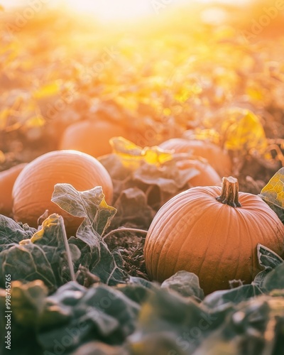 Closeup shot of pumpkins in sunlight