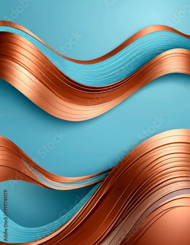 a vibrant abstract composition of overlapping curved lines in shades of blue and brown, creating a dynamic and visually striking pattern photo