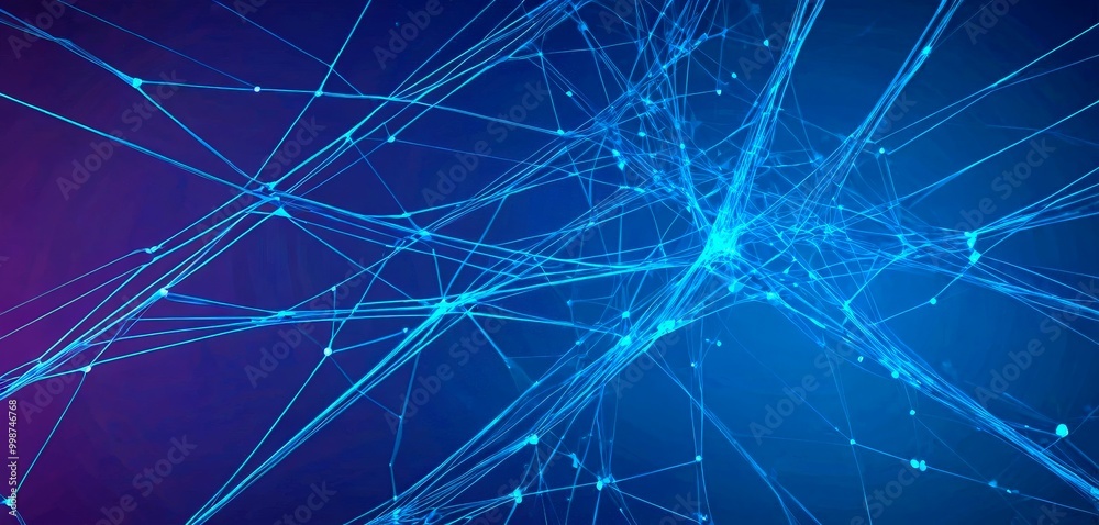 a complex network of interconnected lines and dots, creating a striking abstract pattern against a dark blue background a complex network of interconnected lines and dots, creating a striking abstract pattern against a dark blue background