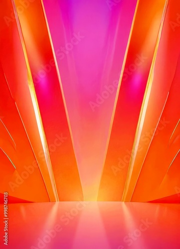 a vibrant, abstract scene with a gradient of pink and orange hues The background is composed of vertical lines, creating a sense of depth and dimension photo