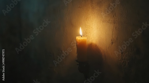 Serenity of a Single Candle in Dim Light